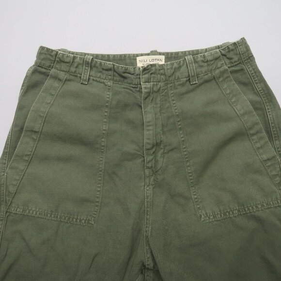 Nili Lotan Luna Linen Blend Pants Size 6 Drop Crotch Baggy Trousers Green - Picture 5 of 13